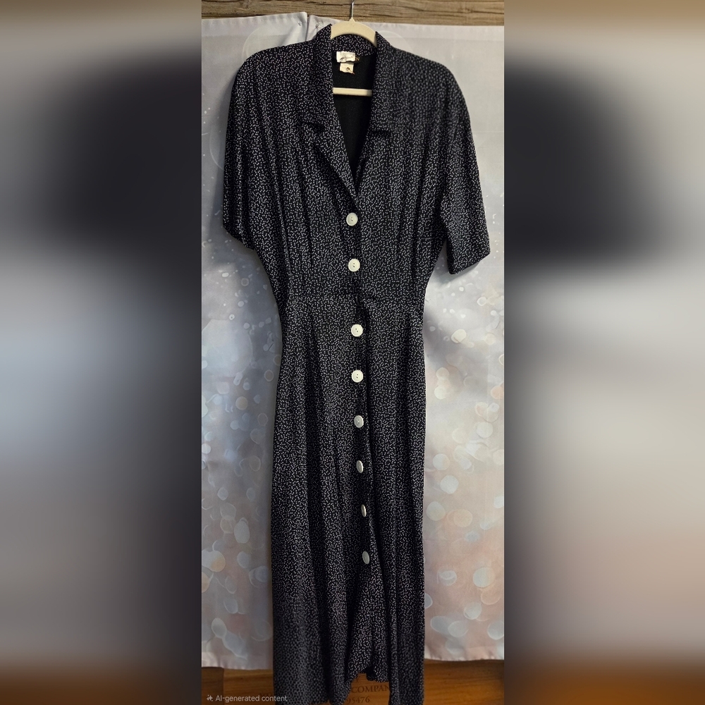 Elegant Black and White Polka Dot Dress
